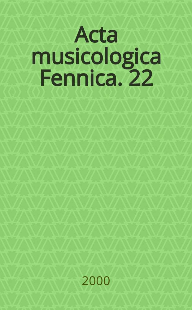 Acta musicologica Fennica. 22 : A method for generating musical ...