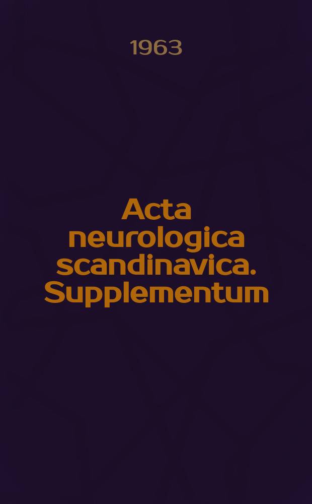 Acta neurologica scandinavica. Supplementum