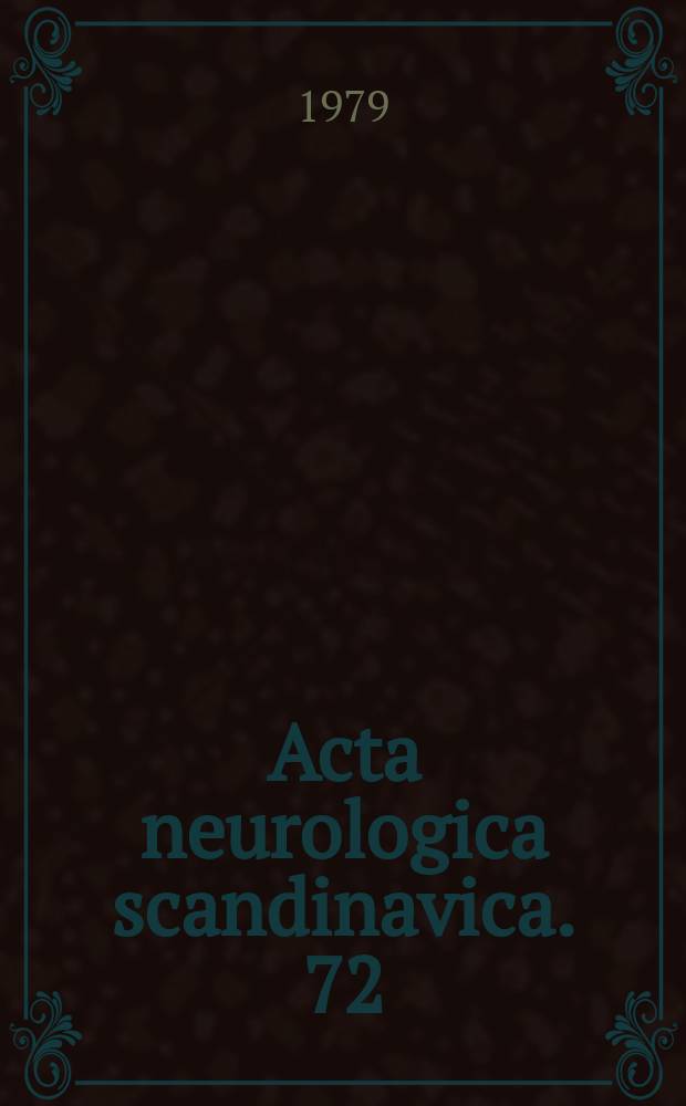 Acta neurologica scandinavica. 72 : Cerebral blood flow and metabolism