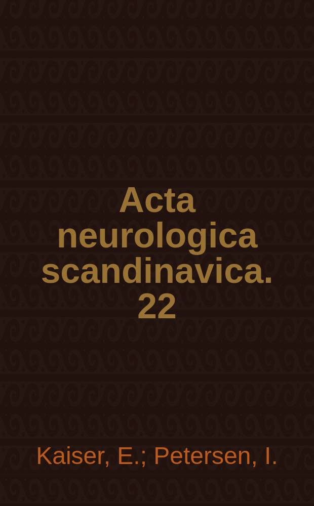 Acta neurologica scandinavica. 22 : Automatic analysis in EEG