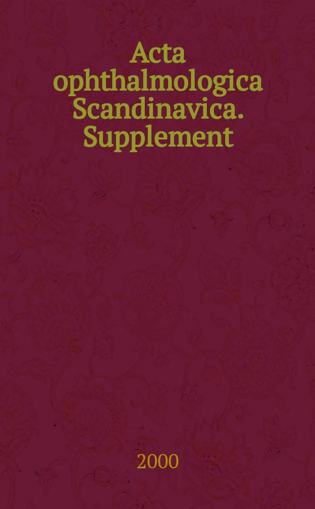 Acta ophthalmologica Scandinavica. Supplement : The ophthalmological j. of the Nordic countries : Primary Sjögren's syndrome ...