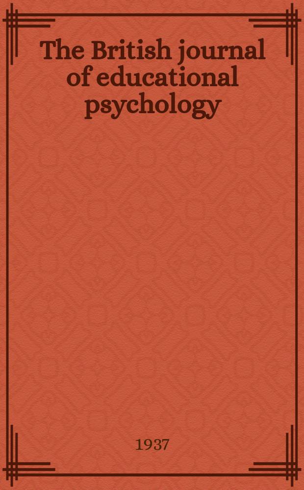 The British journal of educational psychology