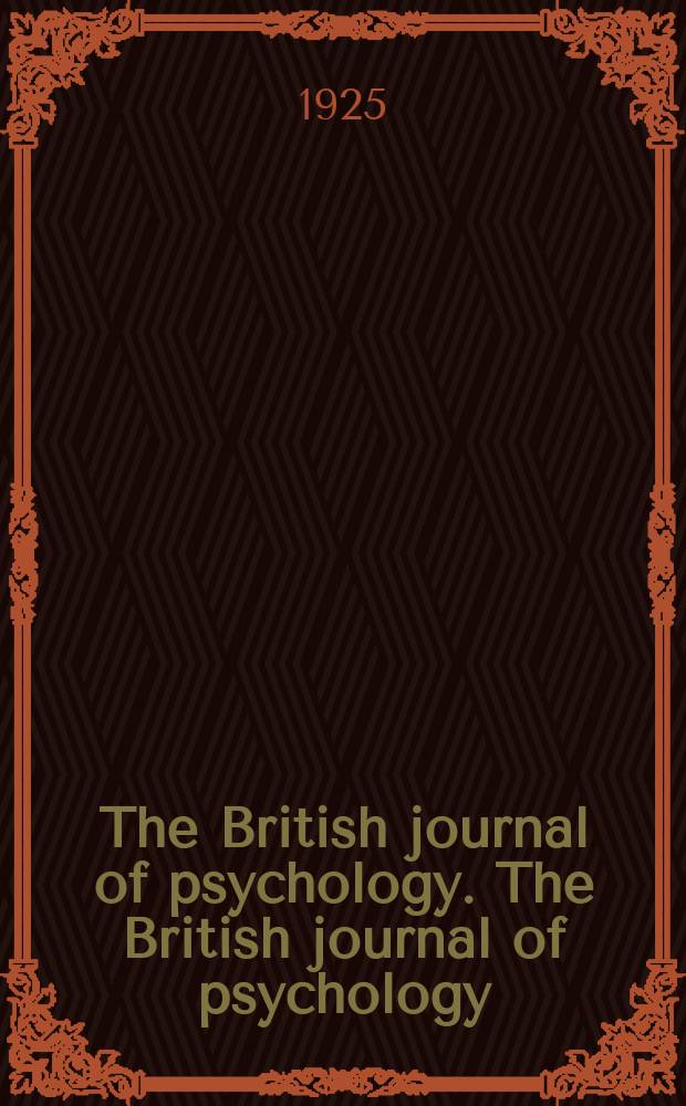 The British journal of psychology. The British journal of psychology
