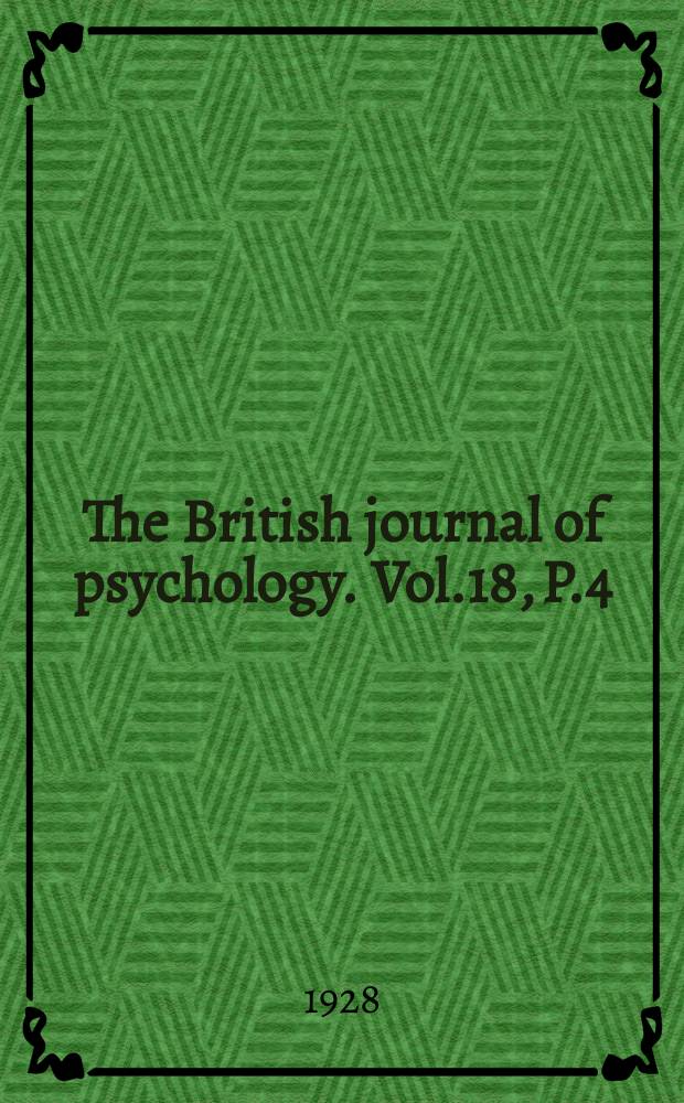 The British journal of psychology. Vol.18, P.4