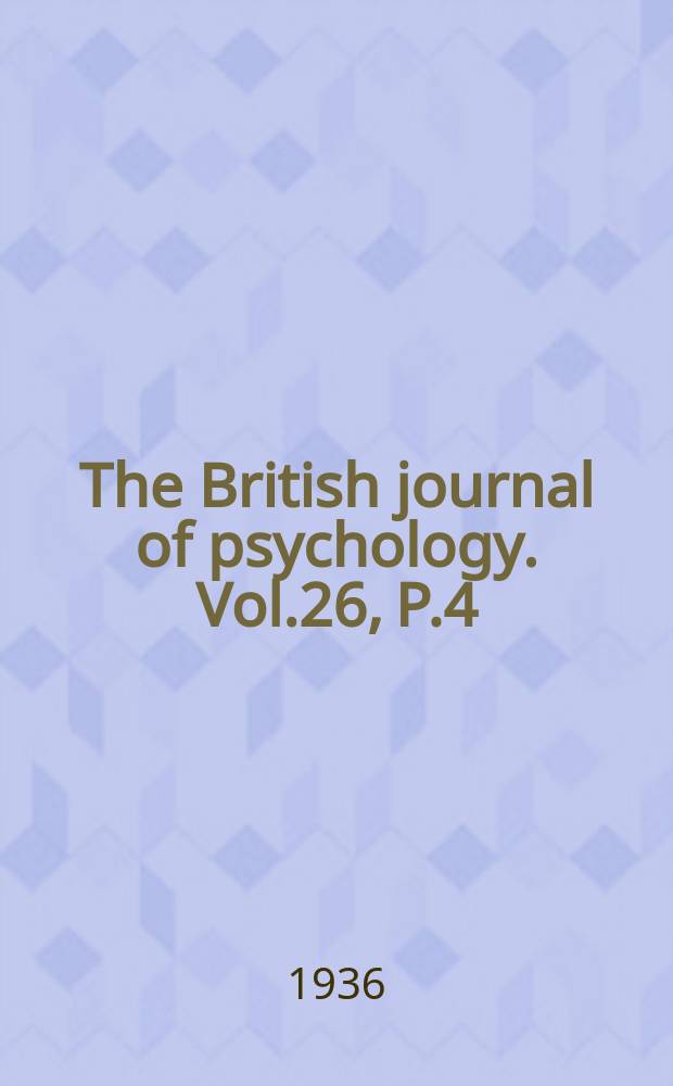 The British journal of psychology. Vol.26, P.4