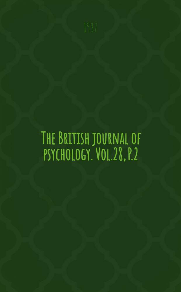 The British journal of psychology. Vol.28, P.2