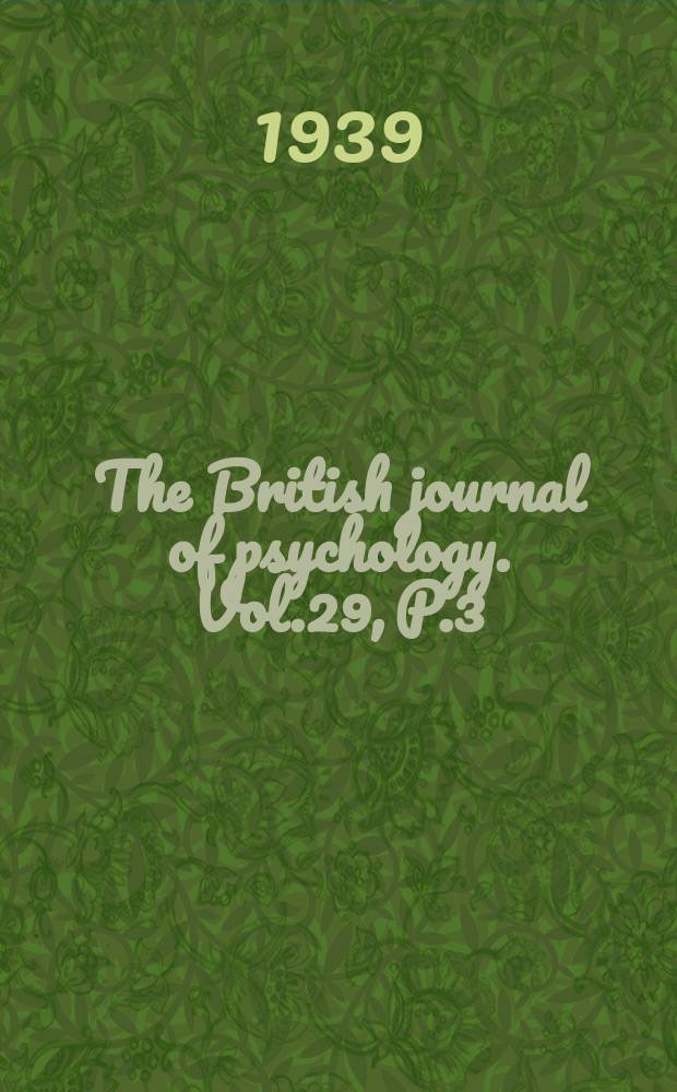 The British journal of psychology. Vol.29, P.3