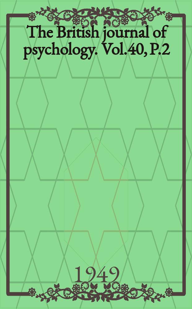 The British journal of psychology. Vol.40, P.2