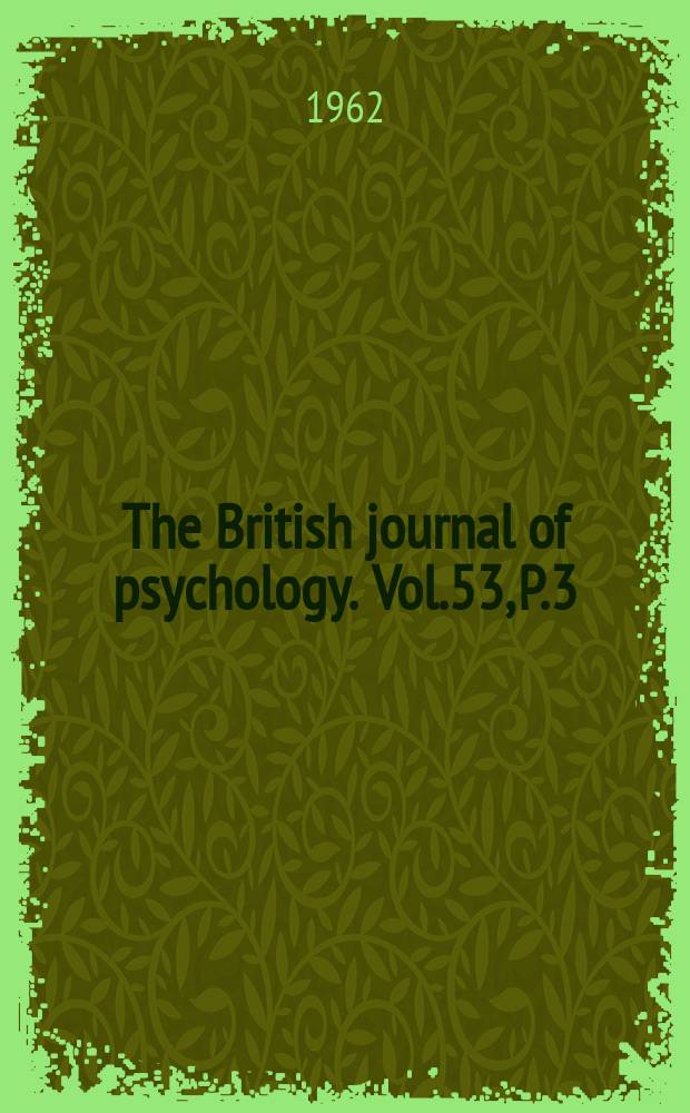 The British journal of psychology. Vol.53, P.3