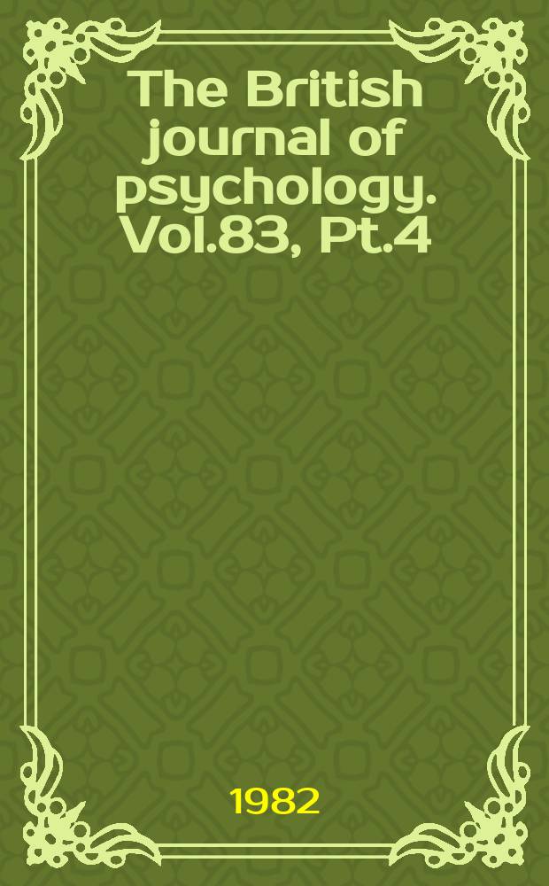 The British journal of psychology. Vol.83, Pt.4