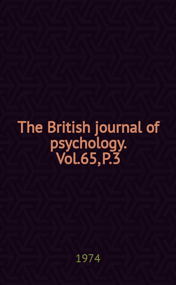 The British journal of psychology. Vol.65, P.3