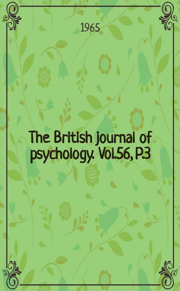The British journal of psychology. Vol.56, P.3