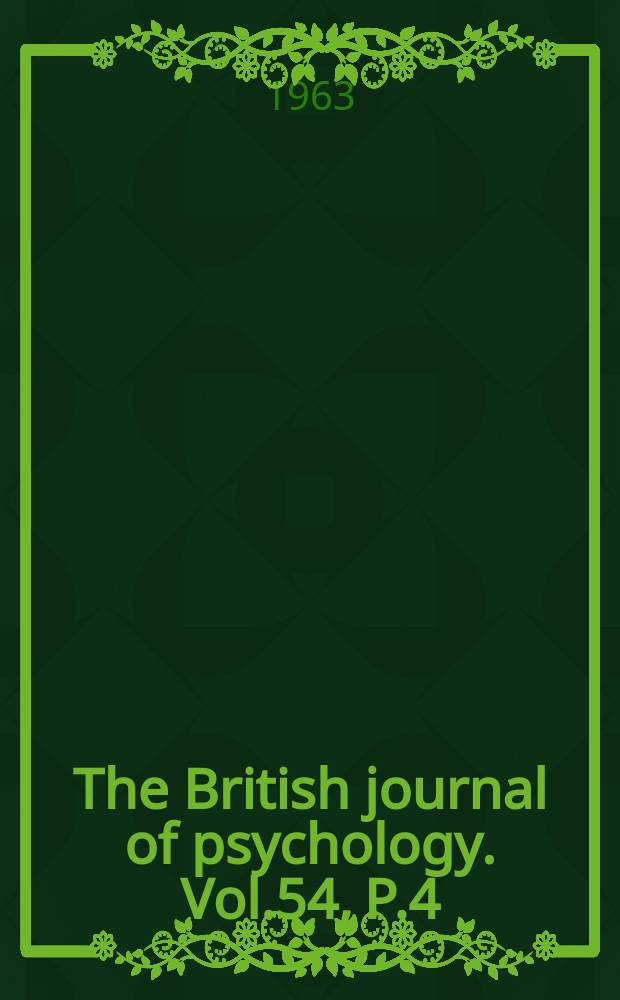 The British journal of psychology. Vol.54, P.4
