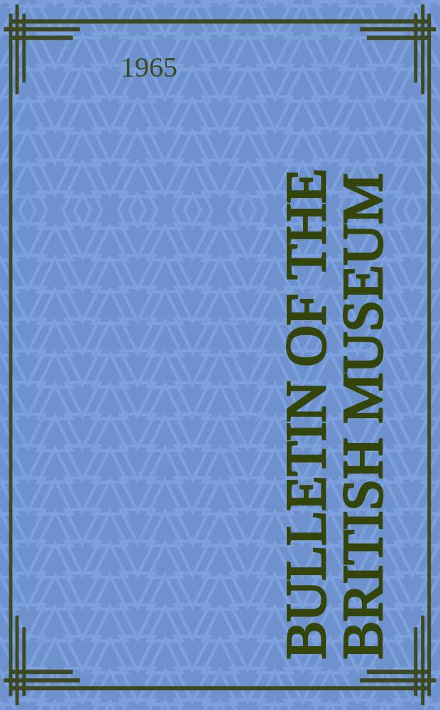 Bulletin of the British museum (Natural history). Geology. Supplement