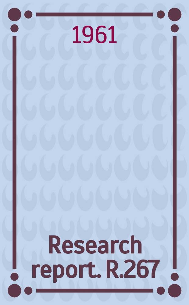 Research report. R.267 : The mechanism of glass polishing