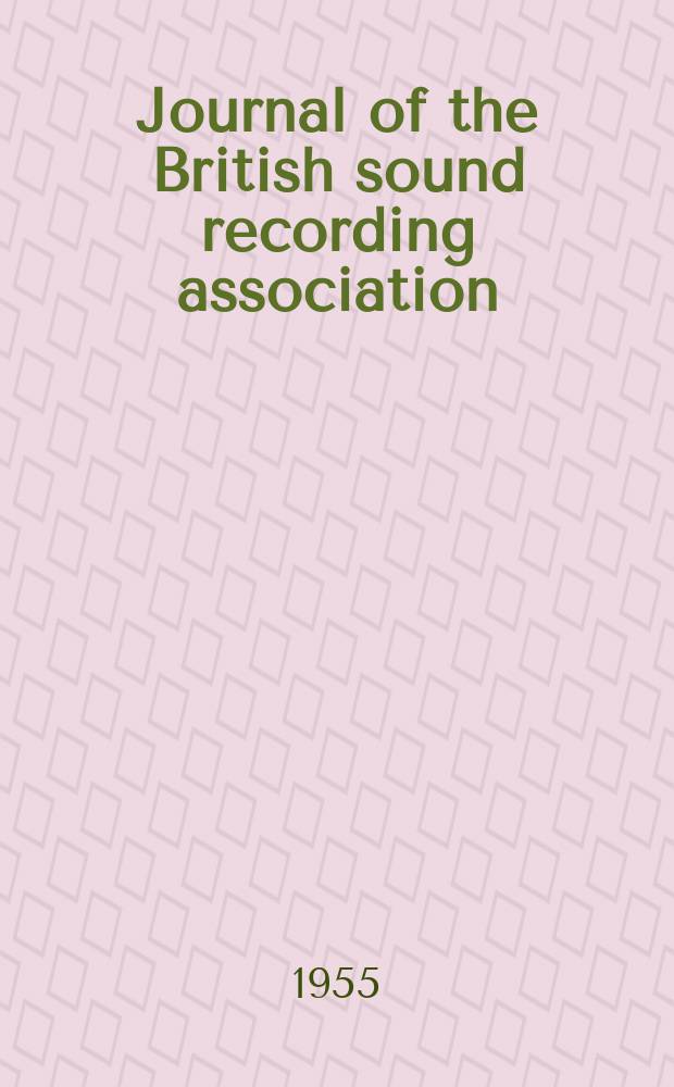 Journal of the British sound recording association