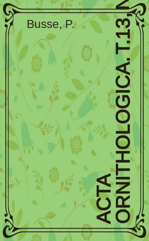 Acta ornithologica. T.13, №6 : Autumn migration of the redstart...