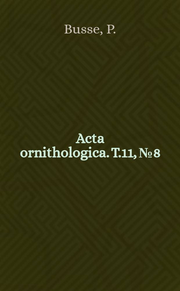 Acta ornithologica. T.11, №8 : Results of ringing of European Corvidae