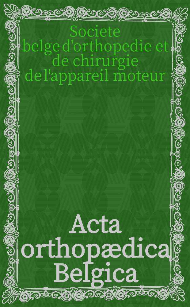 Acta orthopædica Belgica : Organe offic. de la Soc. belge d'orthopédie et de chirurgie de l'appareil moteur. T.32, Fasc.1 : Société belge d'orthopédie et de chirurgie d'appareil moteur. Bruxelles. Rapport: Le syndrome cervical traumatique
