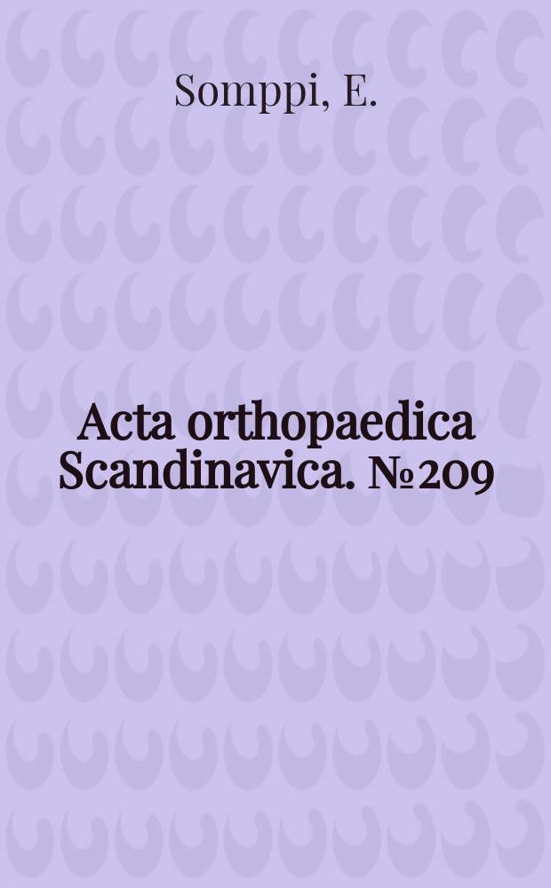 Acta orthopaedica Scandinavica. №209 : Clubfoot