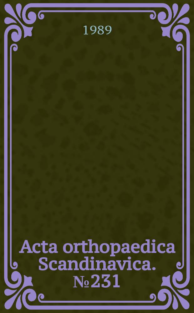 Acta orthopaedica Scandinavica. №231 : (Proceedings. Dissertations)
