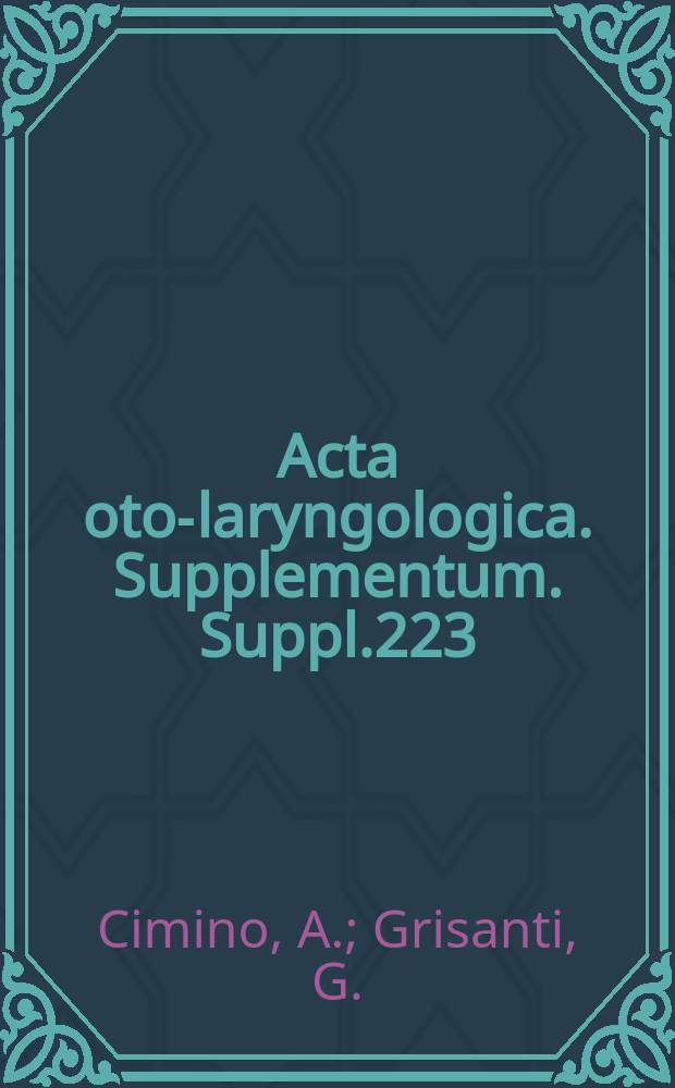 Acta oto-laryngologica. Supplementum. Suppl.223 : The embryological development of the limbus and of the lateral and anterior wall of ductus cochlearis in the rabbit