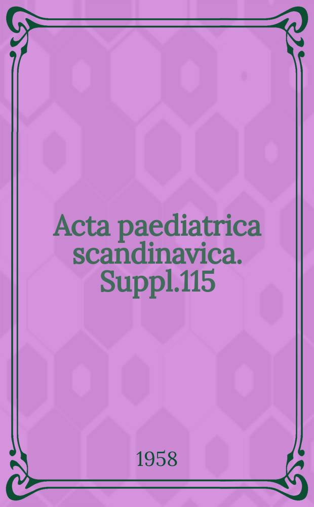 Acta paediatrica scandinavica. Suppl.115 : On the cerebrospinal Fluid in normal children and in patients with acute abacterial meningo-encephalitis
