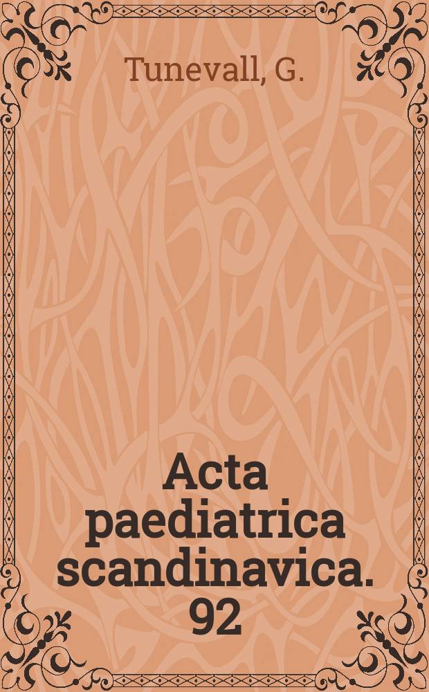 Acta paediatrica scandinavica. 92 : Oto-rhinological infections in childhood