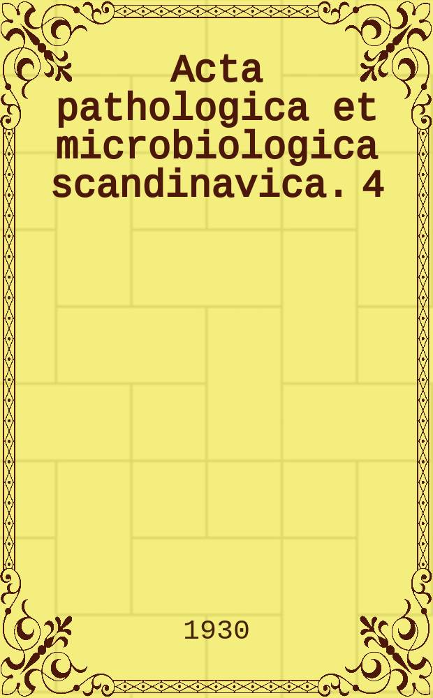 Acta pathologica et microbiologica scandinavica. 4 : Experiments on vitamin A deficiency in rats...