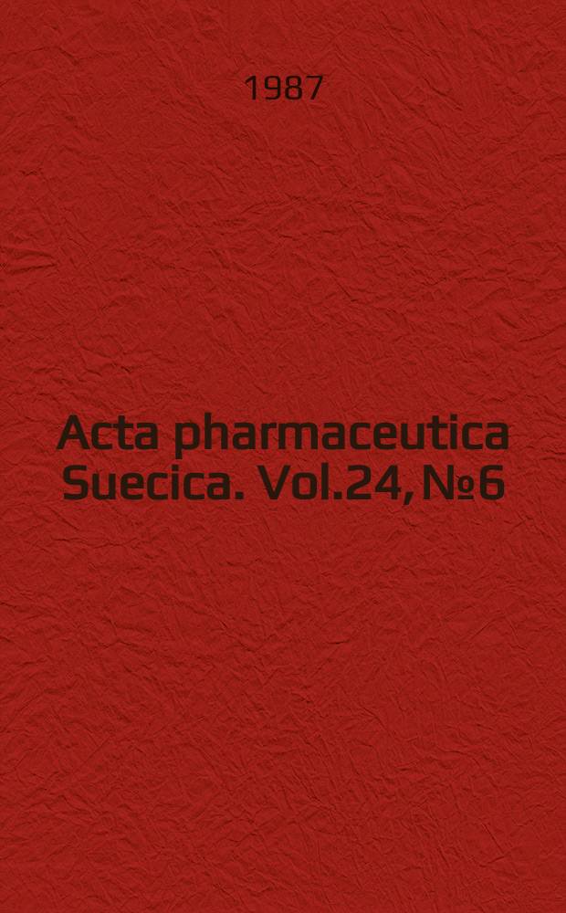 Acta pharmaceutica Suecica. Vol.24, №6 : Modern principles of medicinal chemistry