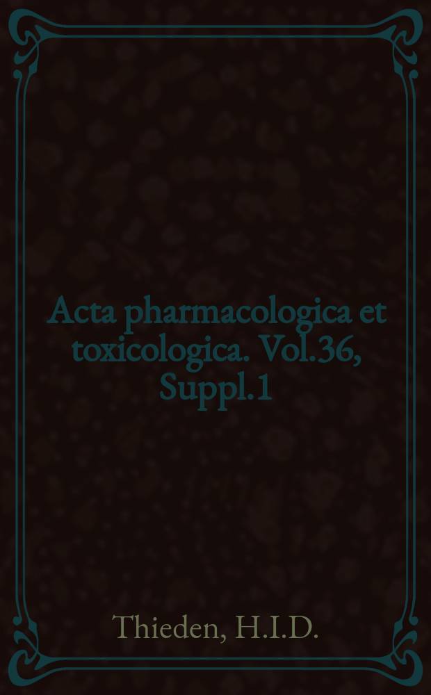 Acta pharmacologica et toxicologica. Vol.36, Suppl.1 : Ethanol metabolism in the liver