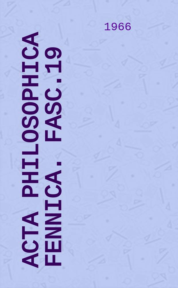 Acta philosophica fennica. Fasc.19 : Über die Zeit