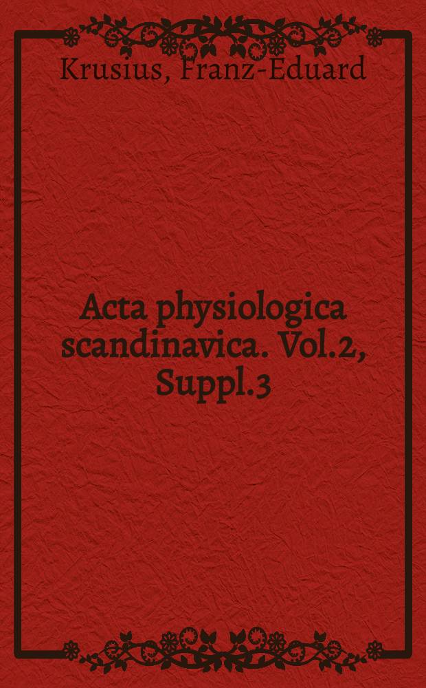 Acta physiologica scandinavica. Vol.2, Suppl.3 : Tierexperimenteile Untersuchungen über die Ausscheidung der Branetraubensäure, α-Ketoglutarsäure und Citronensäure sowie einiger anderer mit deren Umsatz nahe verknüpfter Verbindungen im Harn