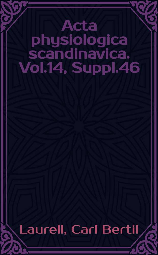 Acta physiologica scandinavica. Vol.14, Suppl.46 : Studies on the transpartstion and metabolism of iron in the body