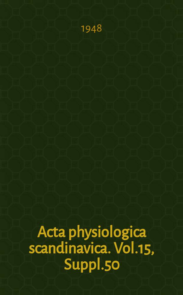 Acta physiologica scandinavica. Vol.15, Suppl.50 : Potassium and the differential thermosensitivity of membrane potential, spike and negative afterpotential in mammalian A and C fibres...