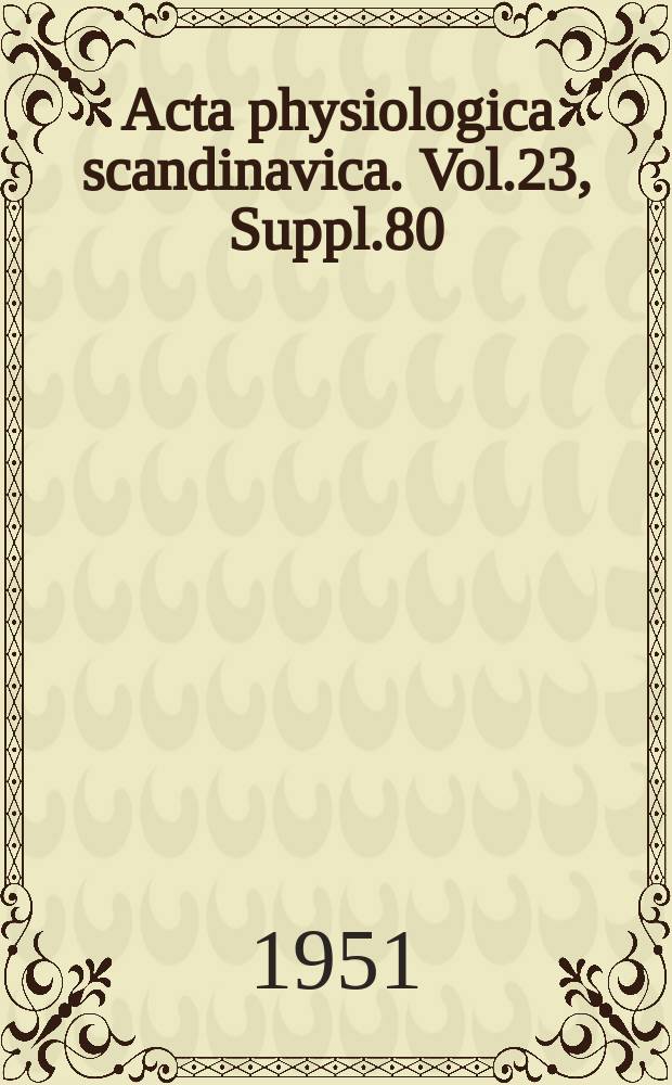 Acta physiologica scandinavica. Vol.23, Suppl.80 : Early effects of oxygen lack and carbon dioxide excess on spinal reflexes