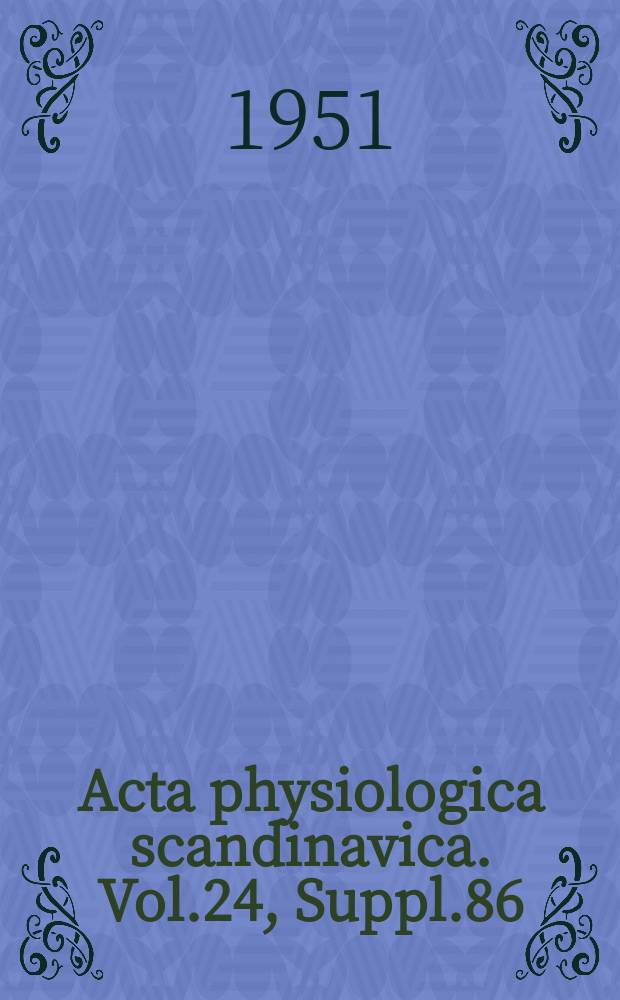 Acta physiologica scandinavica. Vol.24, Suppl.86 : Electrophysiological investigations en single ganglion cells