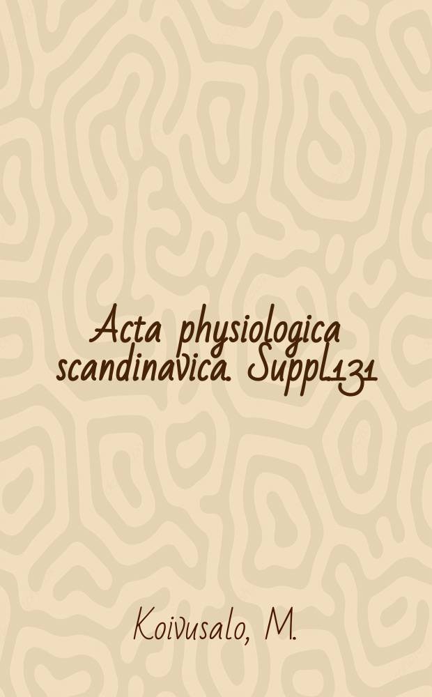 Acta physiologica scandinavica. Suppl.131 : Studies on the metabolism of methanol and formaldehyde in the animal organism