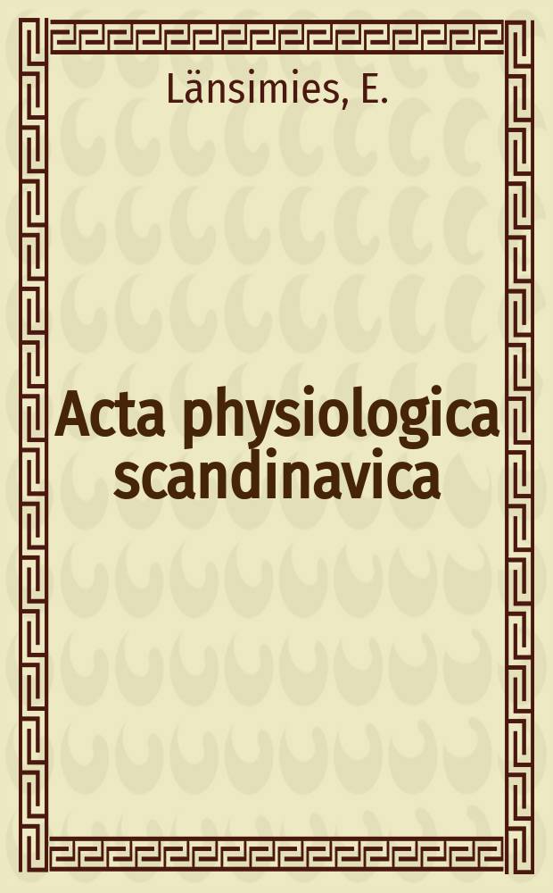 Acta physiologica scandinavica : Cardiorespiratory response...