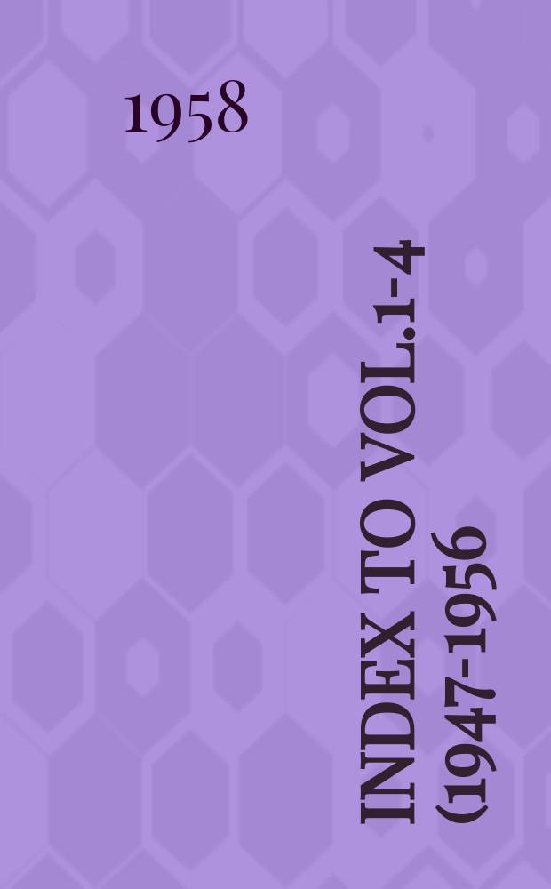 Index to Vol.1-4 (1947-1956)