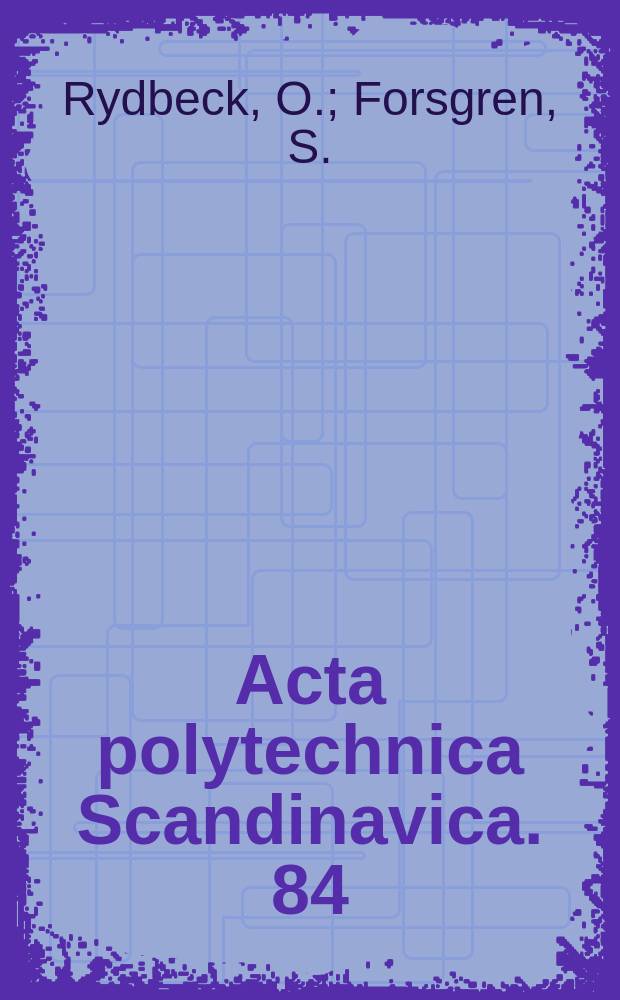 Acta polytechnica Scandinavica. 84 : On the theory of electron wave tubes