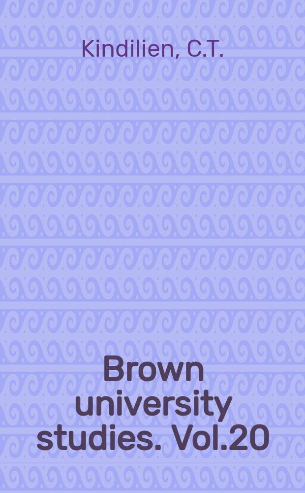 Brown university studies. Vol.20 : American poetry in the eighteen nineties