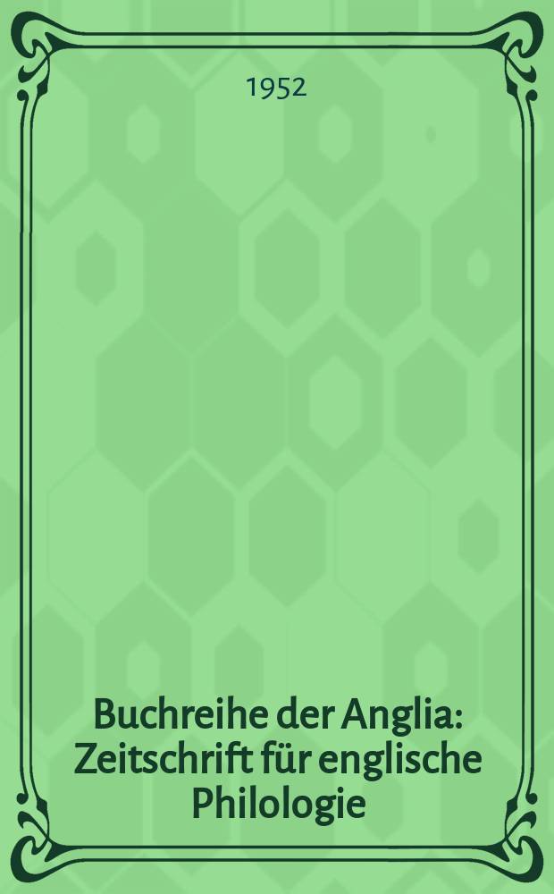 Buchreihe der Anglia : Zeitschrift für englische Philologie