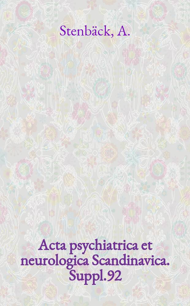 Acta psychiatrica et neurologica Scandinavica. Suppl.92 : Headache and life stress