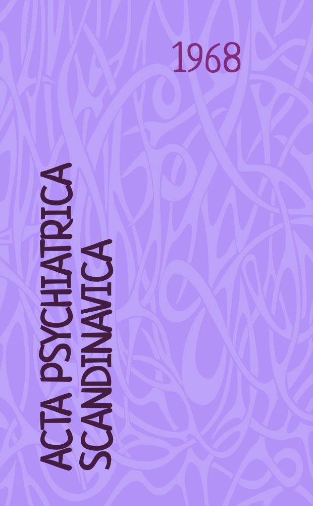 Acta psychiatrica scandinavica : An experimental approach to psychiatric diagnosis