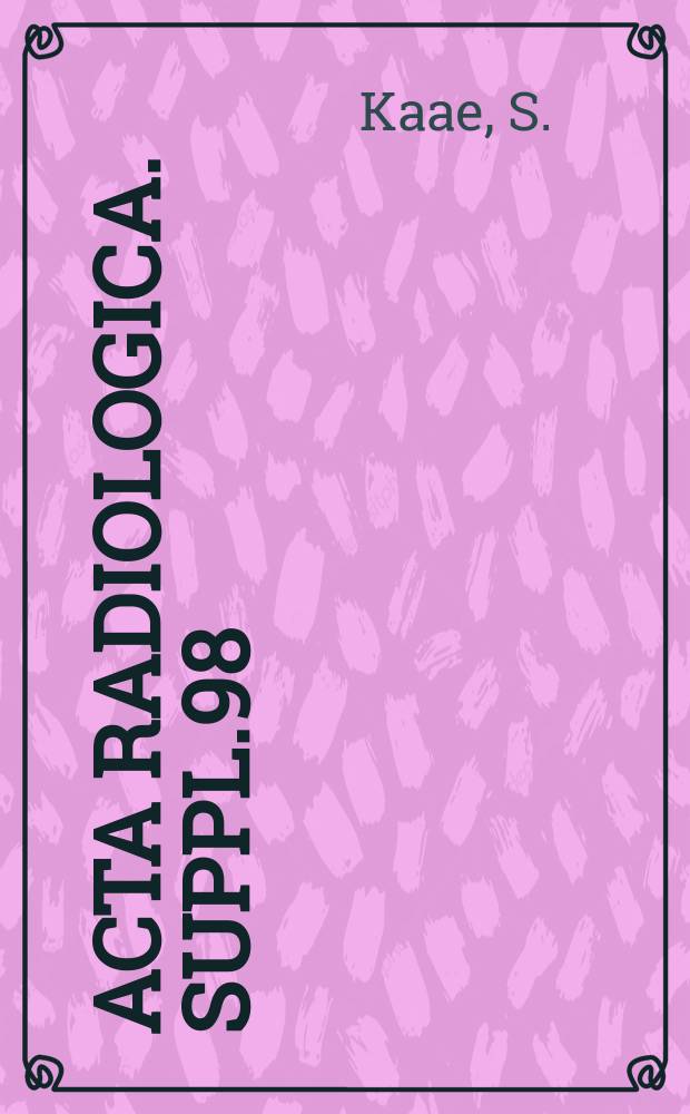 Acta radiologica. Suppl.98 : Radiotherapy in cancer of the breast