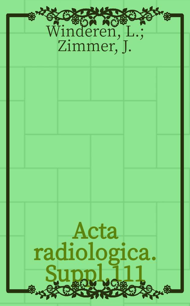 Acta radiologica. Suppl.111 : Cholesteatoma of the middle ear