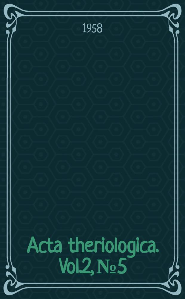 Acta theriologica. Vol.2, №5 : Untersuchungen über die Thymusdrüse der Birkenmaus (Sicista betulina Pallas)