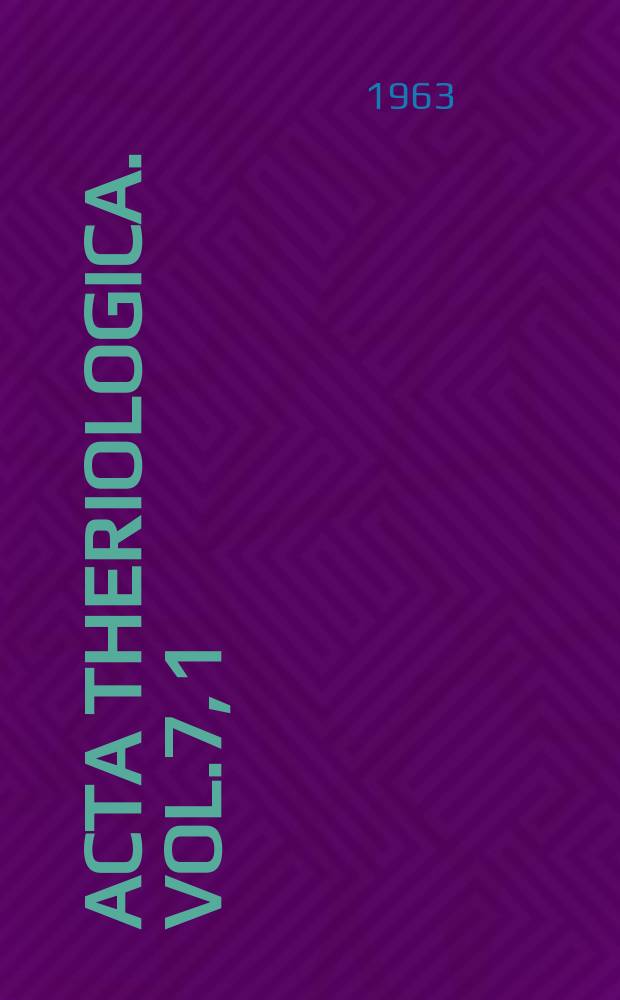 Acta theriologica. Vol.7, 1 : Motorisch Kerne des Hirnstammes bei einigen Microtidae (Rodentia)