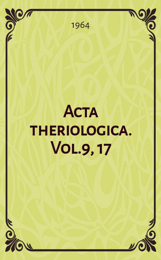 Acta theriologica. Vol.9, 17 : Studies on the European hare